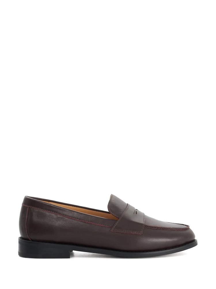 Dune London Red Standard Fit Leather Ginelli Flexi Sole Penny Loafers - Image 1 of 5
