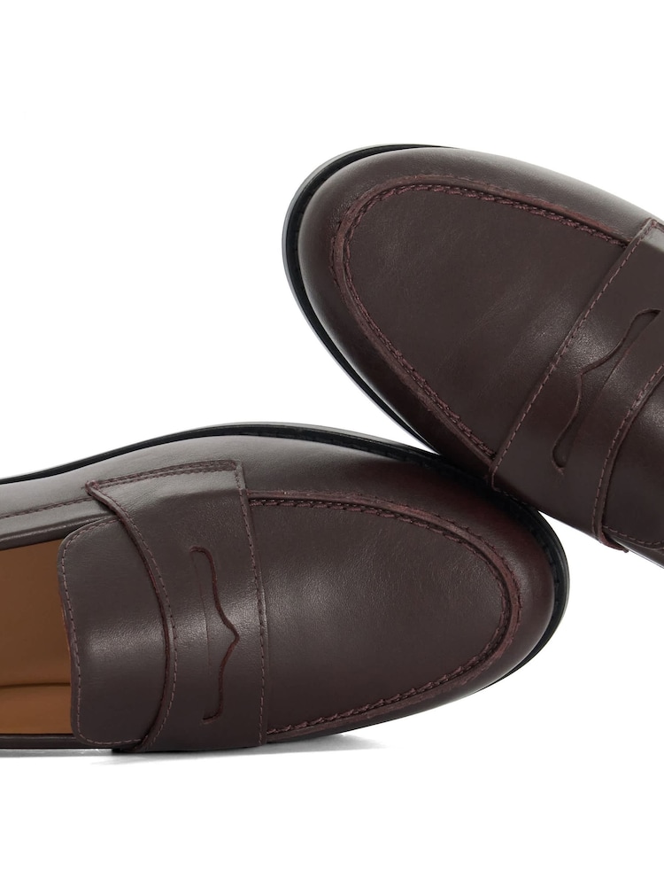 Dune London Red Standard Fit Leather Ginelli Flexi Sole Penny Loafers - Image 5 of 5