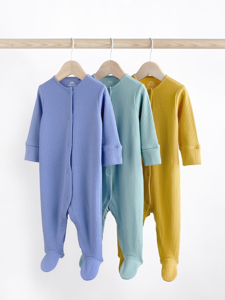 Blau/Grün/Gelb - Baby-Schlafanzüge aus 100 % Baumwolle im 3er-Pack (0–2 J.) - Bild 1 von 9 Blau/Grün/Gelb - Baby-Schlafanzüge aus 100 % Baumwolle im 3er-Pack (0–2 J.) - Bild 1 von 9
