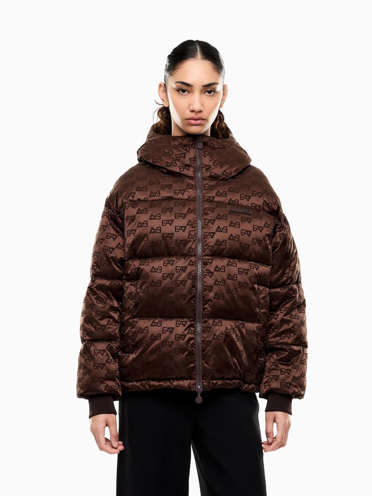 EA7 Brown Regular-Fit Logo Bomber Jacket - Image 1 of 1