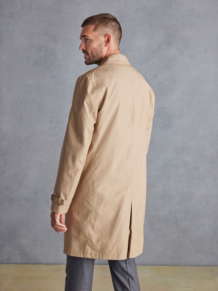 Stone British Millerain Signature Shower Resistant Longer Length Trench Coat - Image 3 of 12