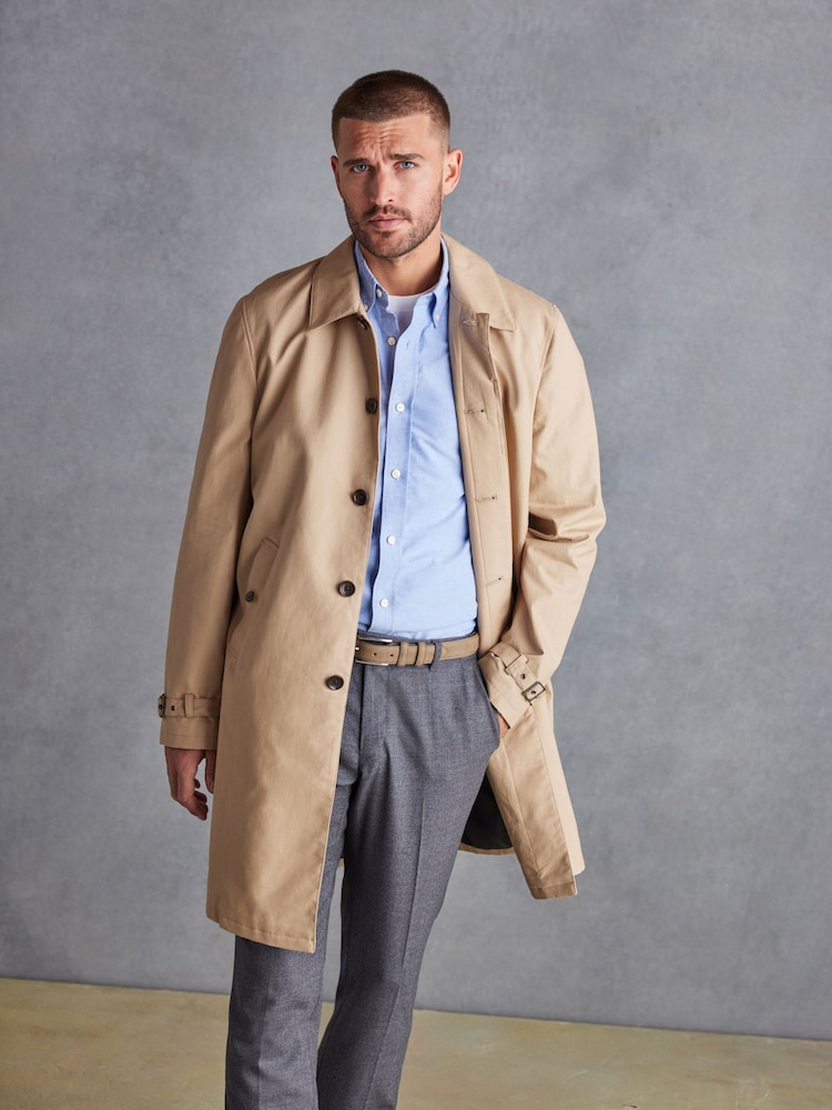 Stone British Millerain Signature Shower Resistant Longer Length Trench Coat - Image 6 of 12