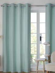 Green Duck Egg Cotton Blackout/Thermal Eyelet Curtains - Image 1 of 7