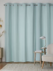 Green Duck Egg Cotton Blackout/Thermal Eyelet Curtains - Image 2 of 7