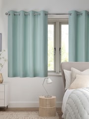 Green Duck Egg Cotton Blackout/Thermal Eyelet Curtains - Image 5 of 7
