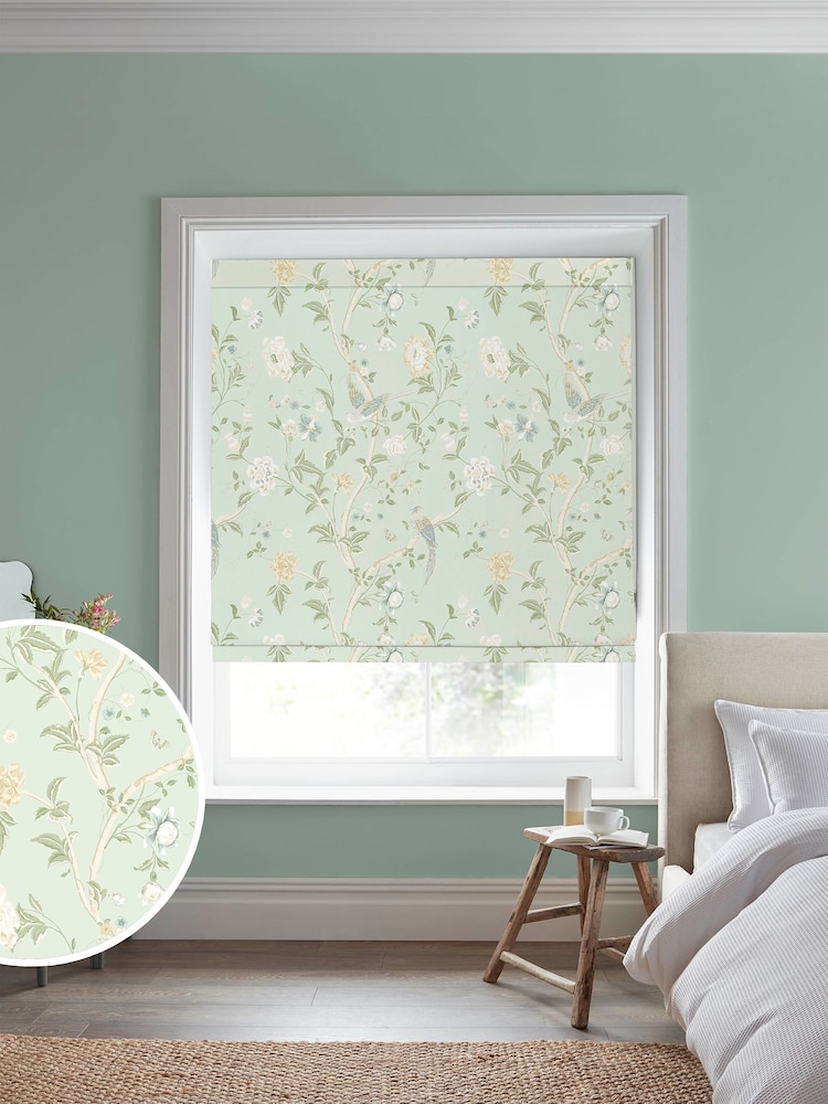 Laura Ashley Eau De Nil 100% Cotton Summer Palace Made to Measure Roman Blind - Image 1 of 6