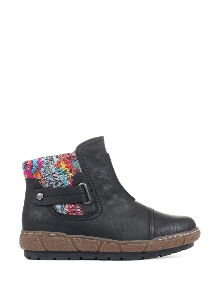 Pavers Black Ladies Wide Fit Ankle Boots - Image 1 of 8