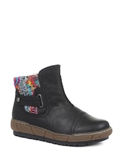 Pavers Black Ladies Wide Fit Ankle Boots - Image 2 of 8