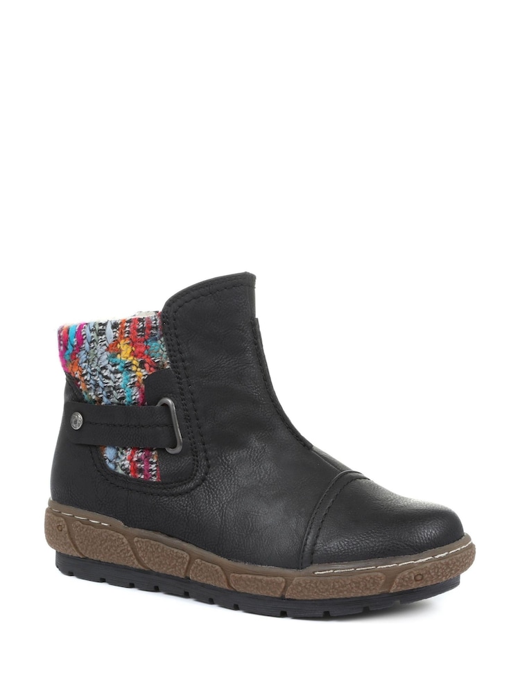 Pavers Black Ladies Wide Fit Ankle Boots - Image 2 of 8