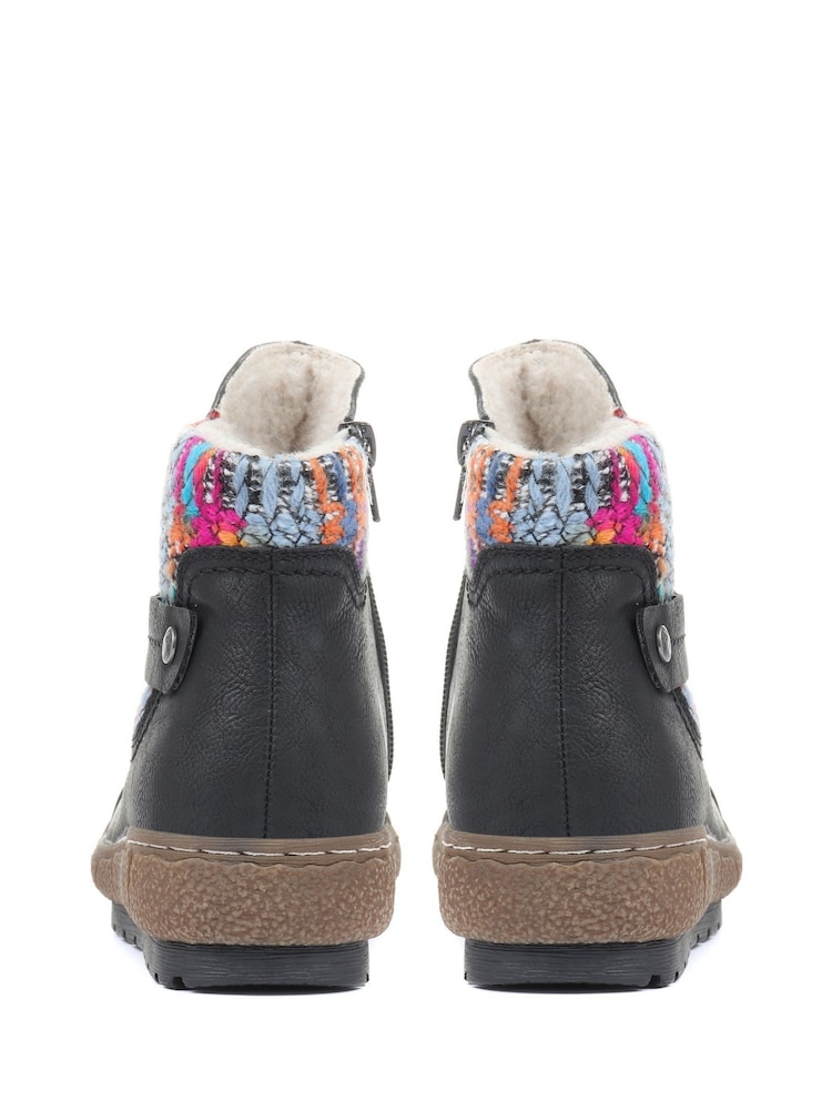 Pavers Black Ladies Wide Fit Ankle Boots - Image 3 of 8