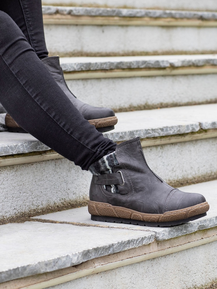 Pavers Black Ladies Wide Fit Ankle Boots - Image 8 of 8