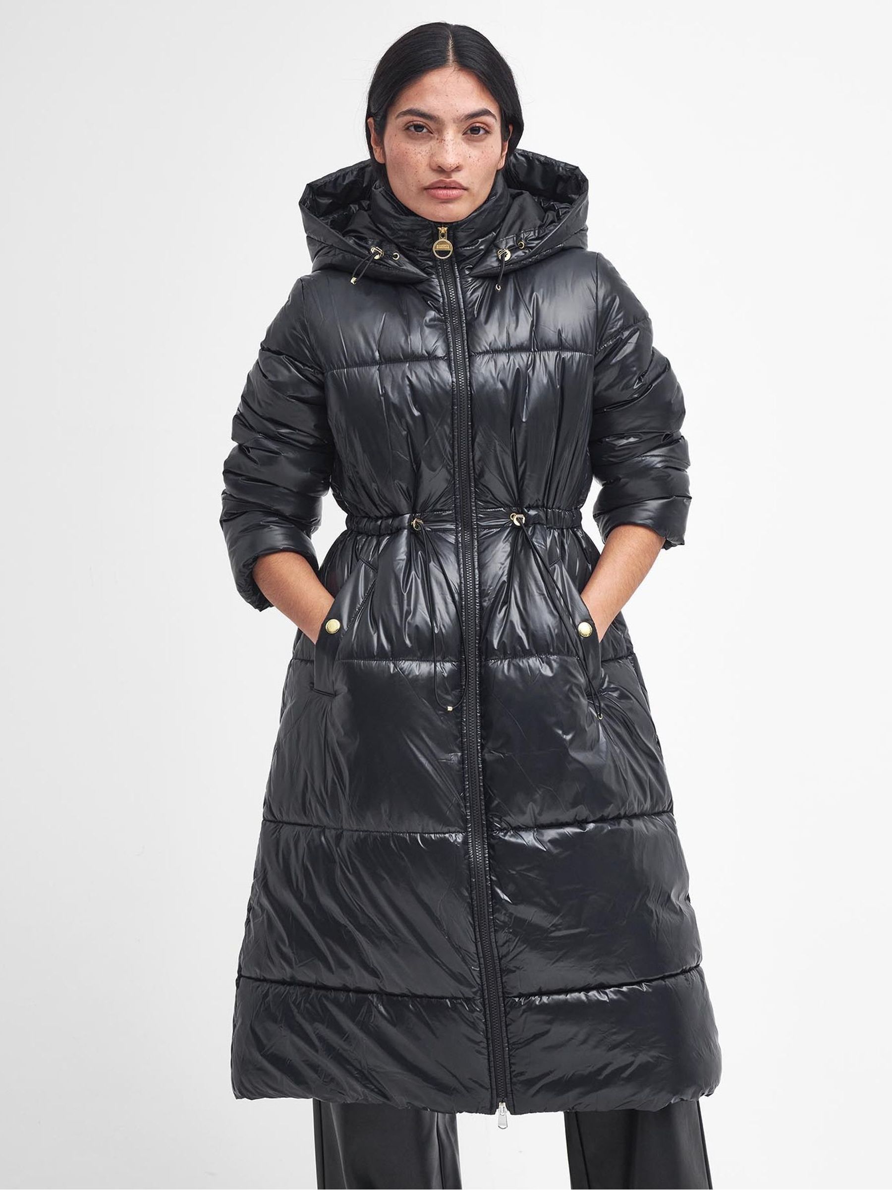 Buy Barbour International Watkins Longline Gloss Puffer Black Jacket from Next United Arab Emirates