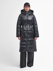 Barbour® International Watkins Longline Gloss Puffer Black Jacket - Image 3 of 7