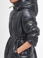 Barbour® International Watkins Longline Gloss Puffer Black Jacket - Image 4 of 7