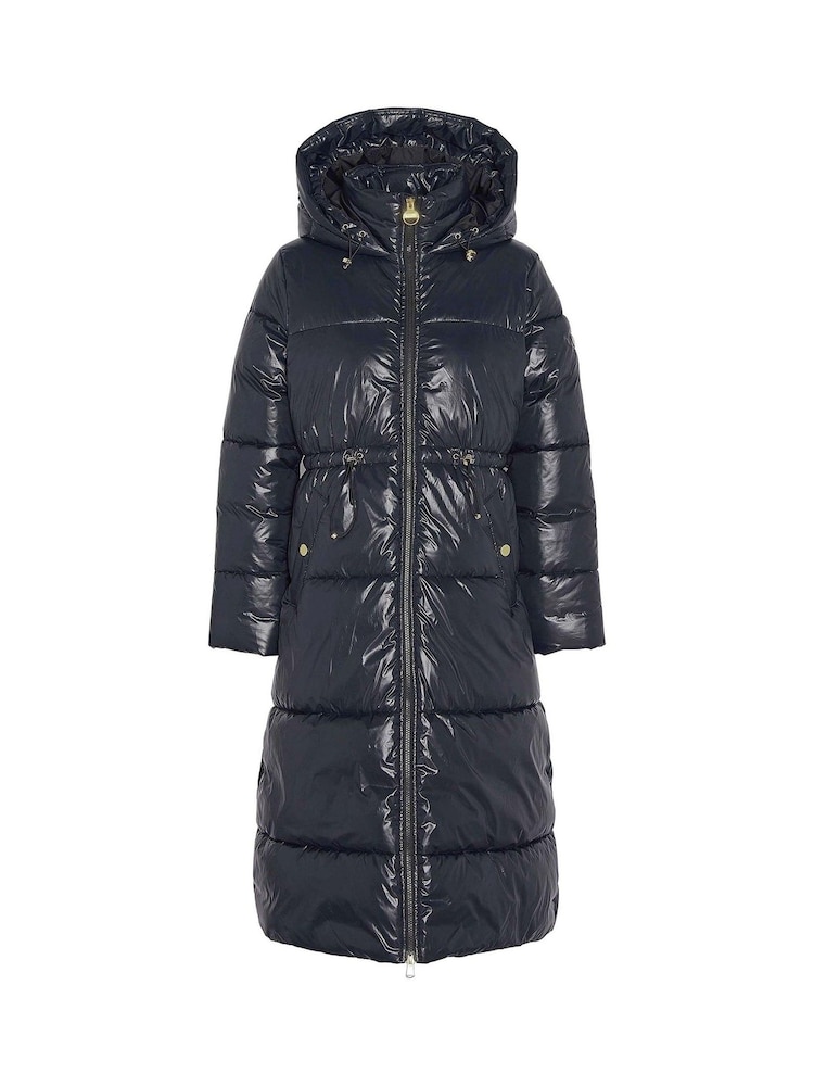Barbour® International Watkins Longline Gloss Puffer Black Jacket - Image 7 of 7