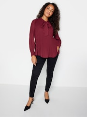 M&Co Red Pleated Bow Blouse - Image 3 of 4