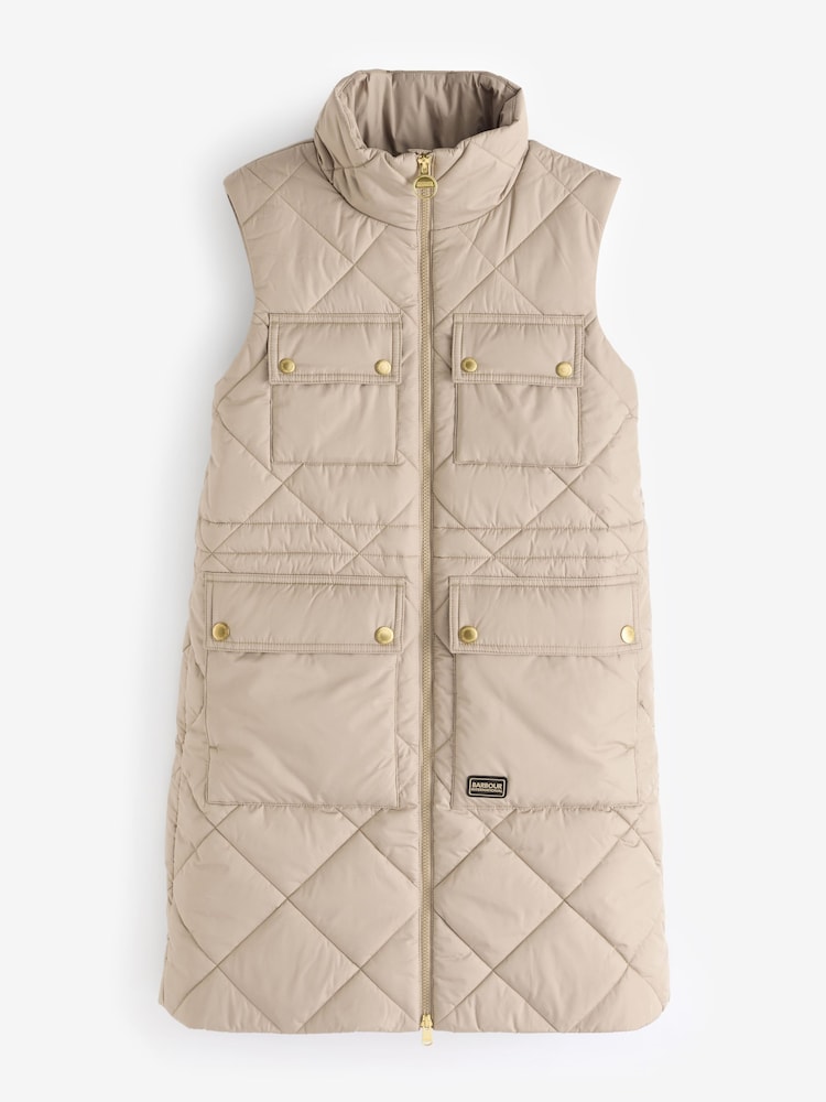 Barbour® International Beige Meir Boxed Mid Length Quilted Gilet - Image 7 of 7
