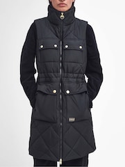 Barbour® International Beige Meir Boxed Mid Length Quilted Gilet - Image 4 of 7