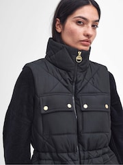Barbour® International Beige Meir Boxed Mid Length Quilted Gilet - Image 5 of 7
