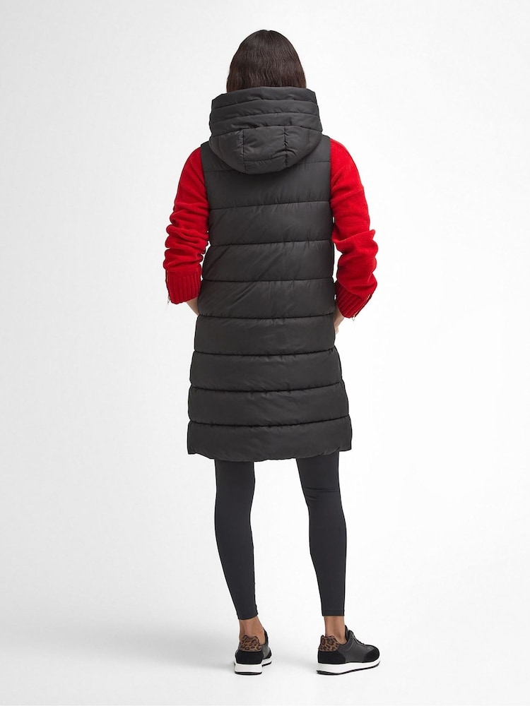 Barbour® International Greyson Long Length Baffle Quilt Black Gilet - Image 2 of 7