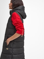 Barbour® International Greyson Long Length Baffle Quilt Black Gilet - Image 4 of 7