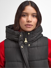 Barbour® International Greyson Long Length Baffle Quilt Black Gilet - Image 5 of 7