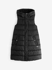 Barbour® International Greyson Long Length Baffle Quilt Black Gilet - Image 6 of 7