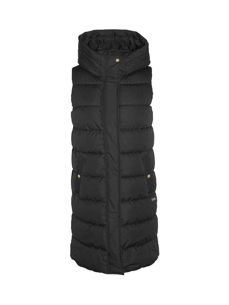 Barbour® International Greyson Long Length Baffle Quilt Black Gilet - Image 7 of 7