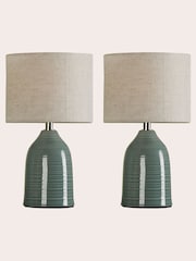 Laura Ashley Set of 2 Blue Penny Table Lamp Set - Image 3 of 3