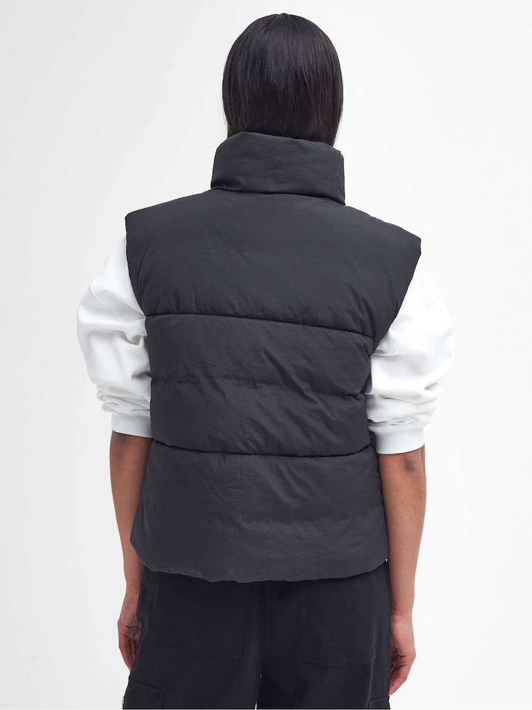 Barbour® International Callie Cropped Puffer Black Gilet - Image 2 of 8 Barbour® International Callie Cropped Puffer Black Gilet - Image 2 of 8