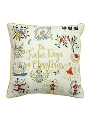 furn. Multicolour 12 Days Of Christmas Embroidered Polyester Filled Cushion - Image 2 of 5