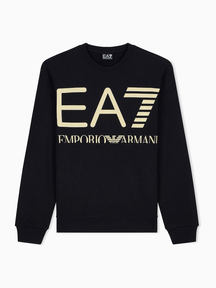 EA7 Black Regular-Fit Logo Sweat Top - Image 1 of 2