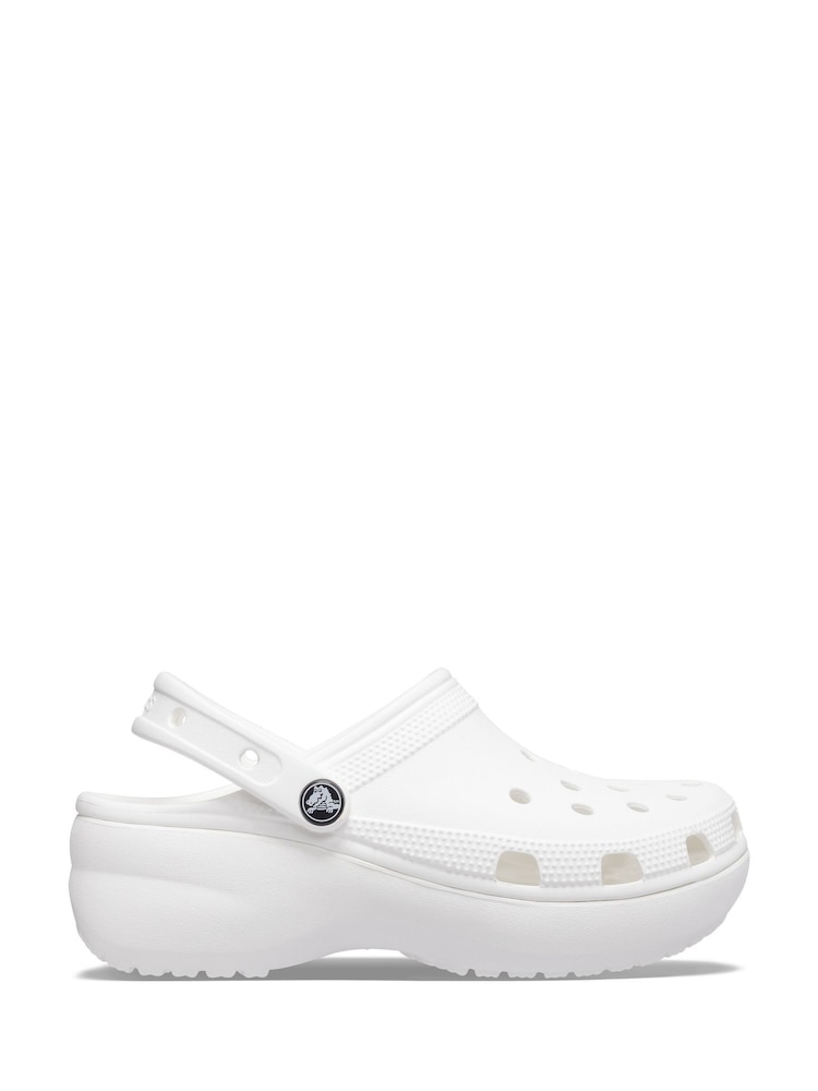 Crocs Cream/White Classic Platform Clogs - Image 1 of 7