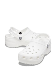 Crocs Cream/White Classic Platform Clogs - Image 3 of 7