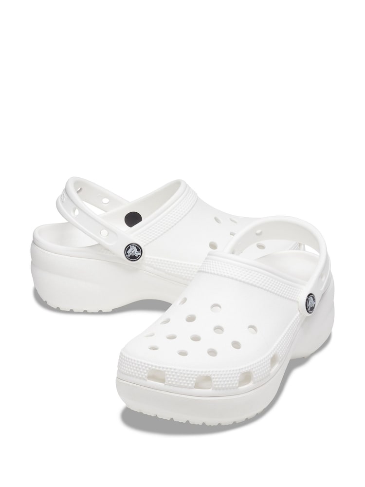 Crocs Cream/White Classic Platform Clogs - Image 5 of 9