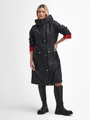 Barbour® International Wyatt Showerproof Longline Black Jacket - Image 1 of 7