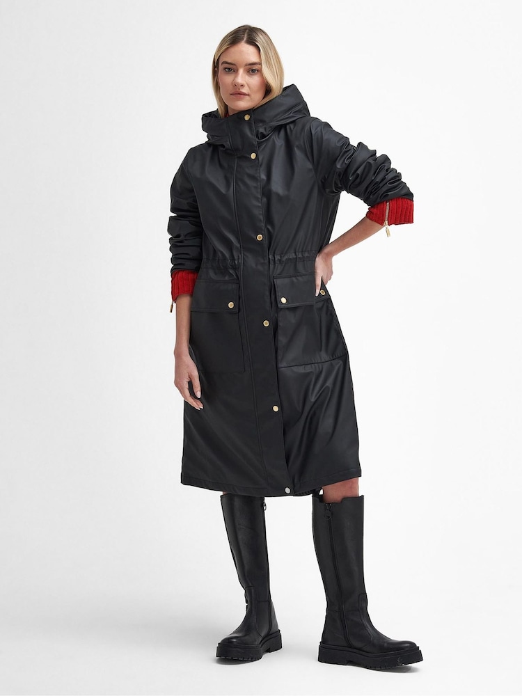 Barbour® International Wyatt Showerproof Longline Black Jacket - Image 1 of 7