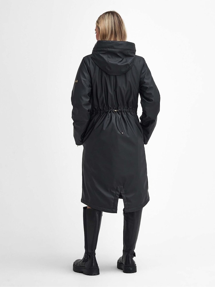 Barbour® International Wyatt Showerproof Longline Black Jacket - Image 2 of 7