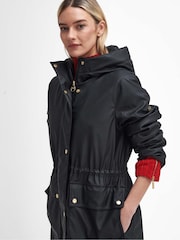 Barbour® International Wyatt Showerproof Longline Black Jacket - Image 5 of 7