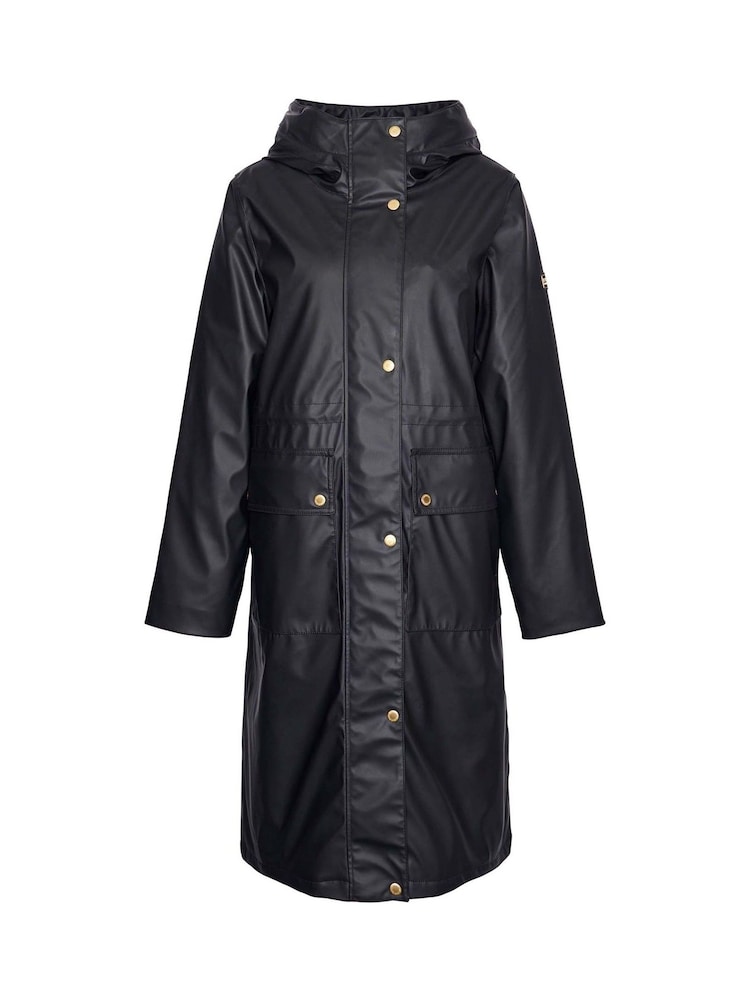 Barbour® International Wyatt Showerproof Longline Black Jacket - Image 7 of 7