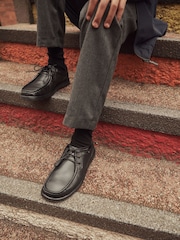 Schwarz - Schnürschuhe aus Leder für die Schule - Bild 2 von 8