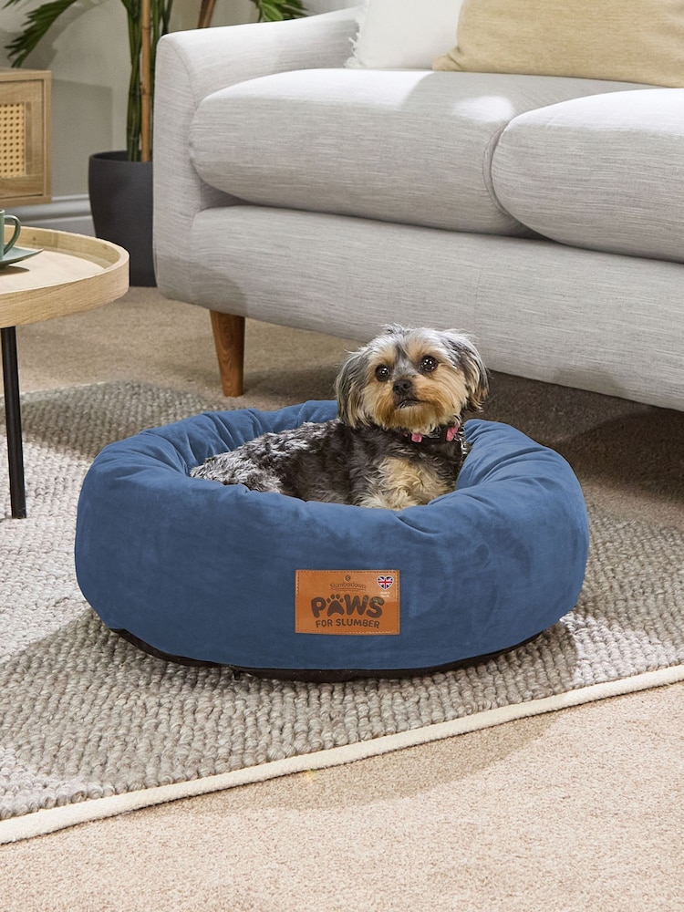 Slumberdown Navy Paws for Slumber Donut Small Pet Bed - Image 1 of 8 Slumberdown Navy Paws for Slumber Donut Small Pet Bed - Image 1 of 8