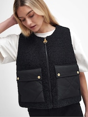 Barbour® International Nyberg Boxy Borg Fleece Liner Black Gilet - Image 4 of 7