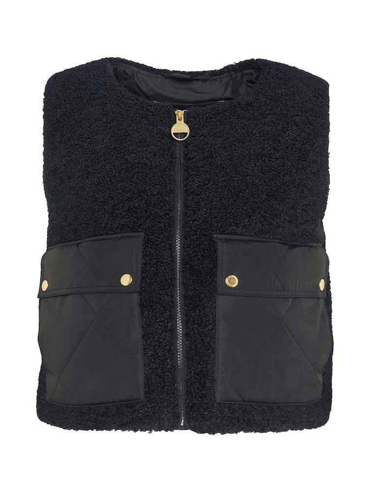 Barbour® International Nyberg Boxy Borg Fleece Liner Black Gilet - Image 7 of 7