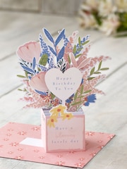 Pink Floral Pop-Up Birthday Card - Image 1 of 4