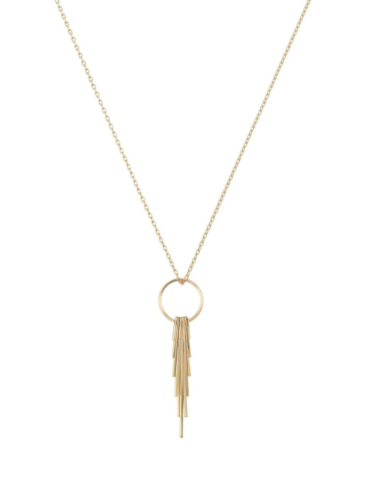 Oliver Bonas Gold Tone Aida Fine Circle Fan Drop Pendant Necklace - Image 1 of 3