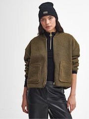 Barbour® International Green Serova Fleece Bomber Jacket - Image 1 of 7