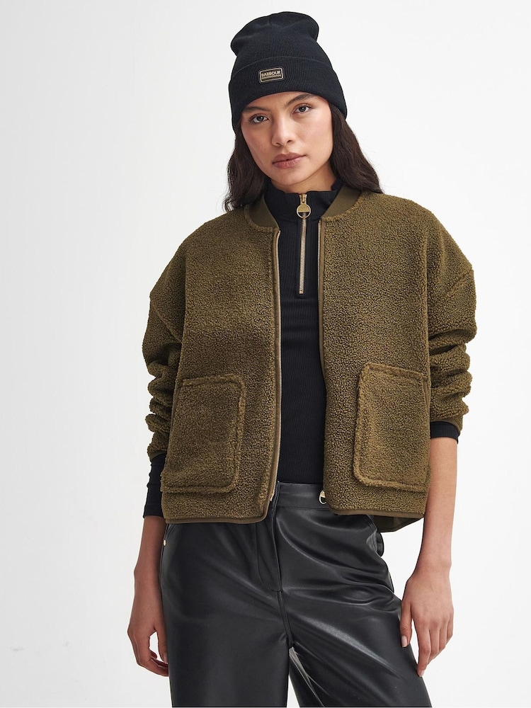 Barbour® International Green Serova Fleece Bomber Jacket - Image 1 of 7