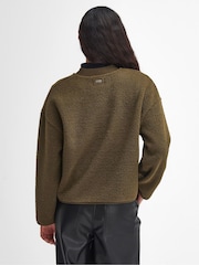Barbour® International Green Serova Fleece Bomber Jacket - Image 2 of 7