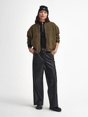 Barbour® International Green Serova Fleece Bomber Jacket - Image 3 of 7